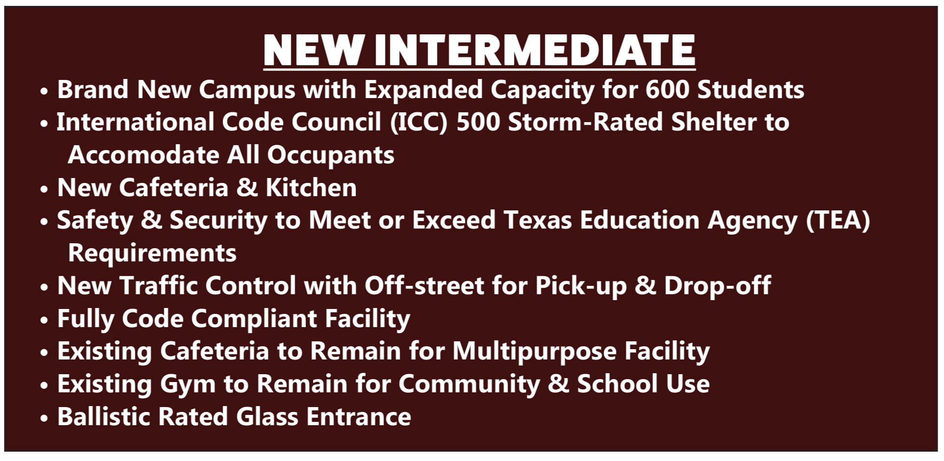 Bowie New Intermediate Campus Bond Package