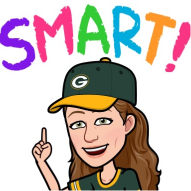 Bitmoji of girl with Greenbay Packers clothes with the caption Smart!