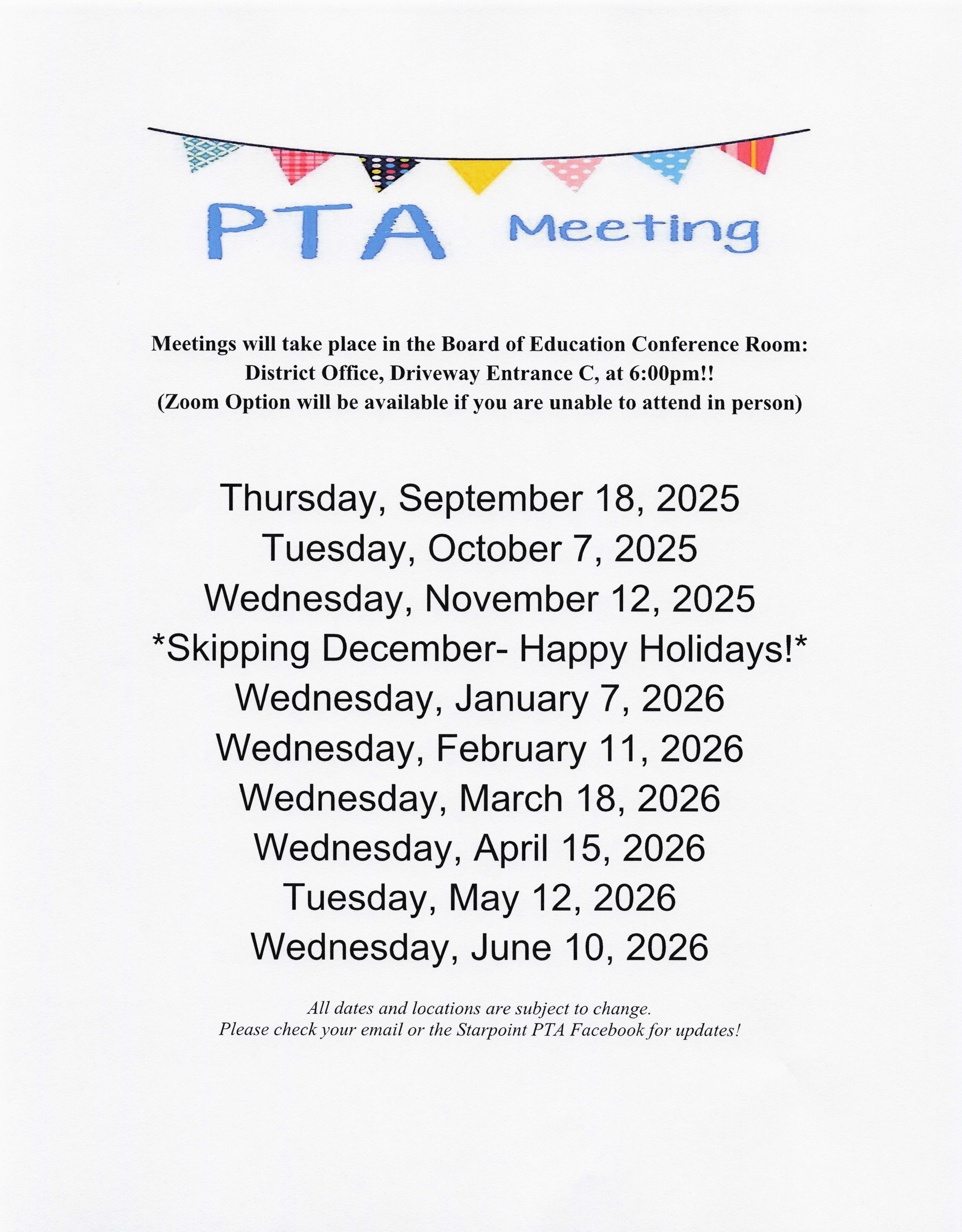 meeting schedule