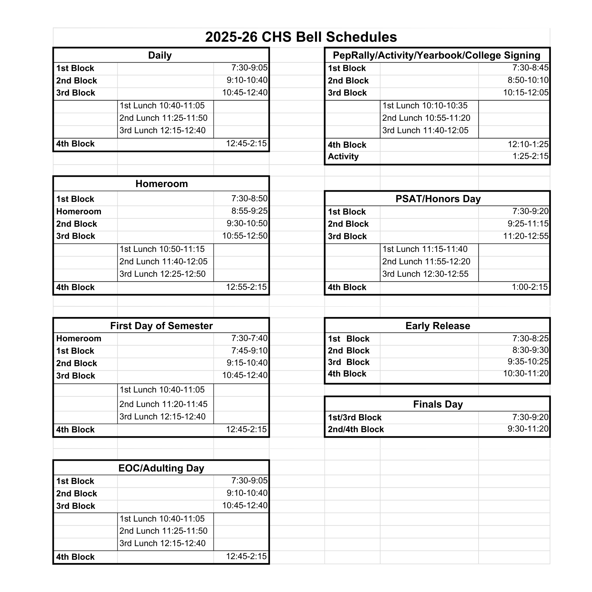 Bell Schedule 