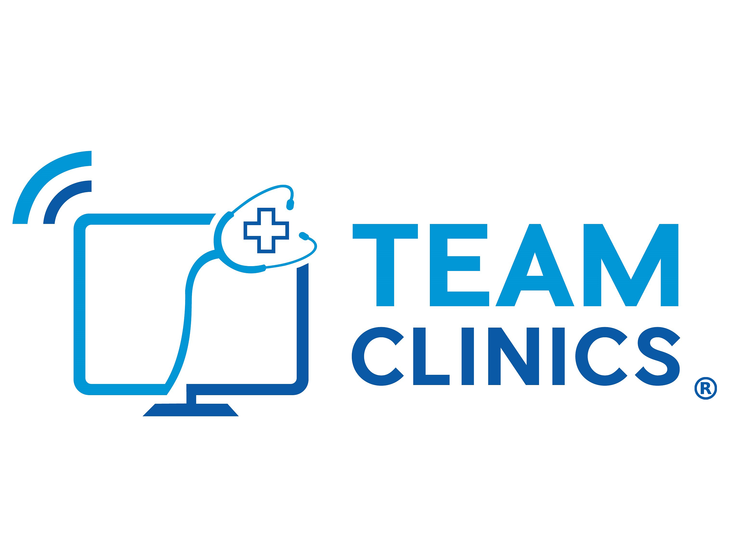 TEAM clinics logo shows a computer monitor with a stethoscope