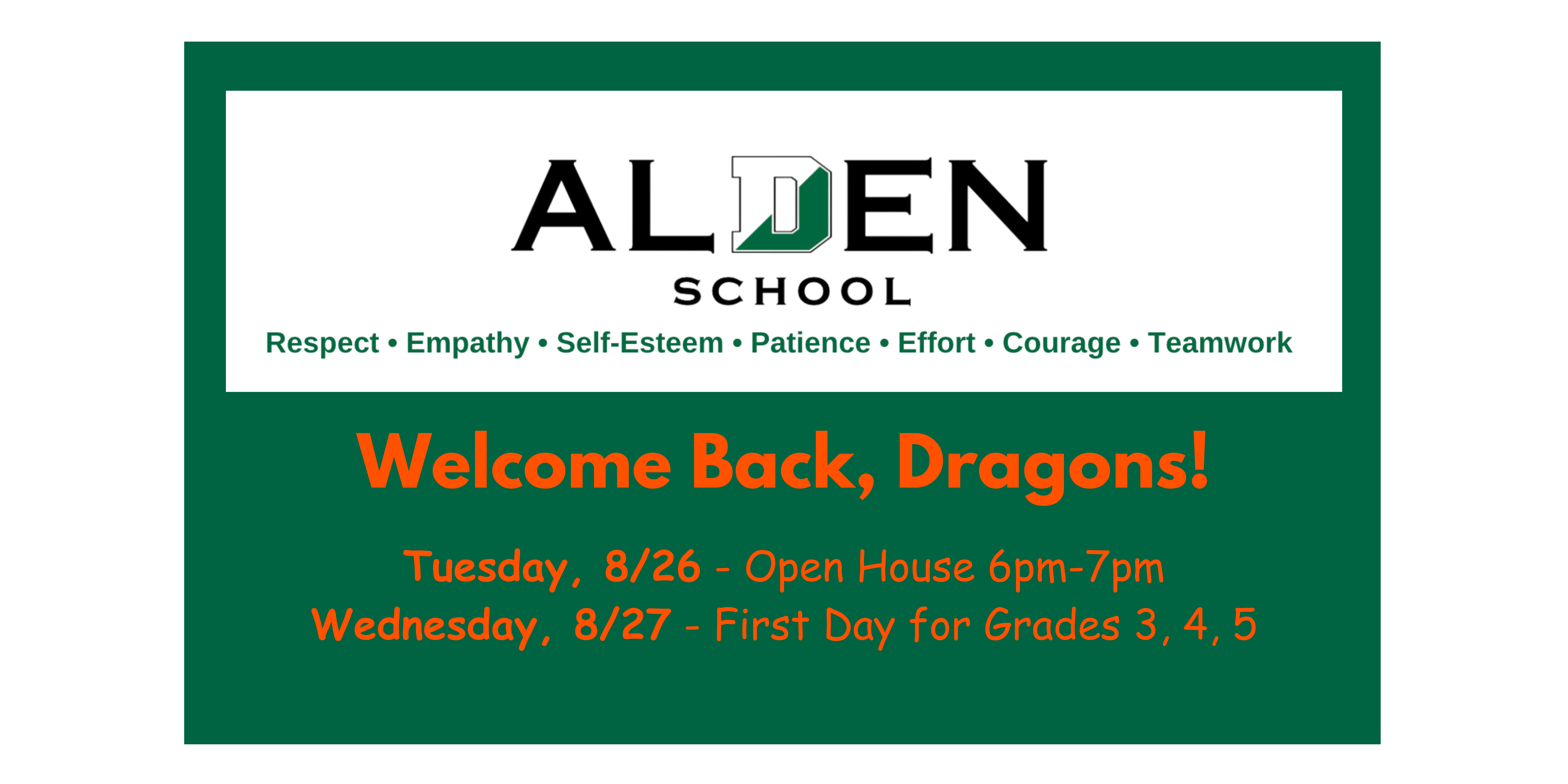 Alden School Important Dates