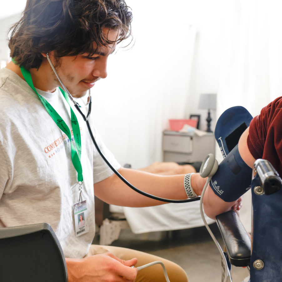 Student practicing medicine