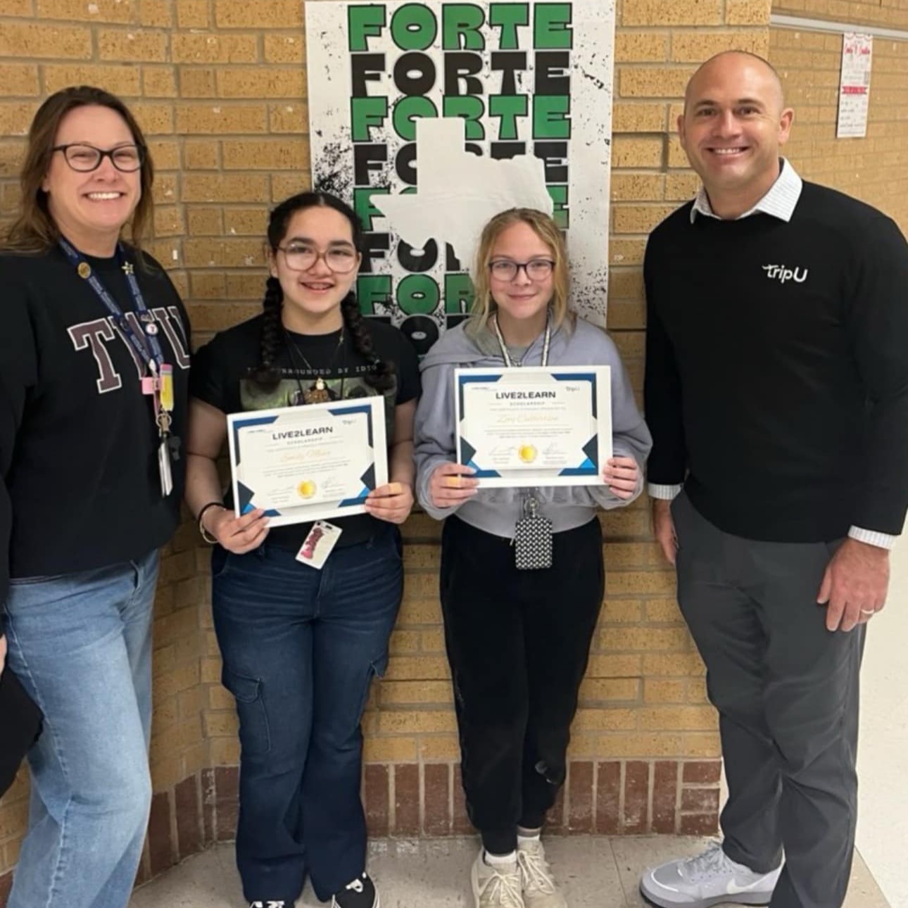 Students with their awards