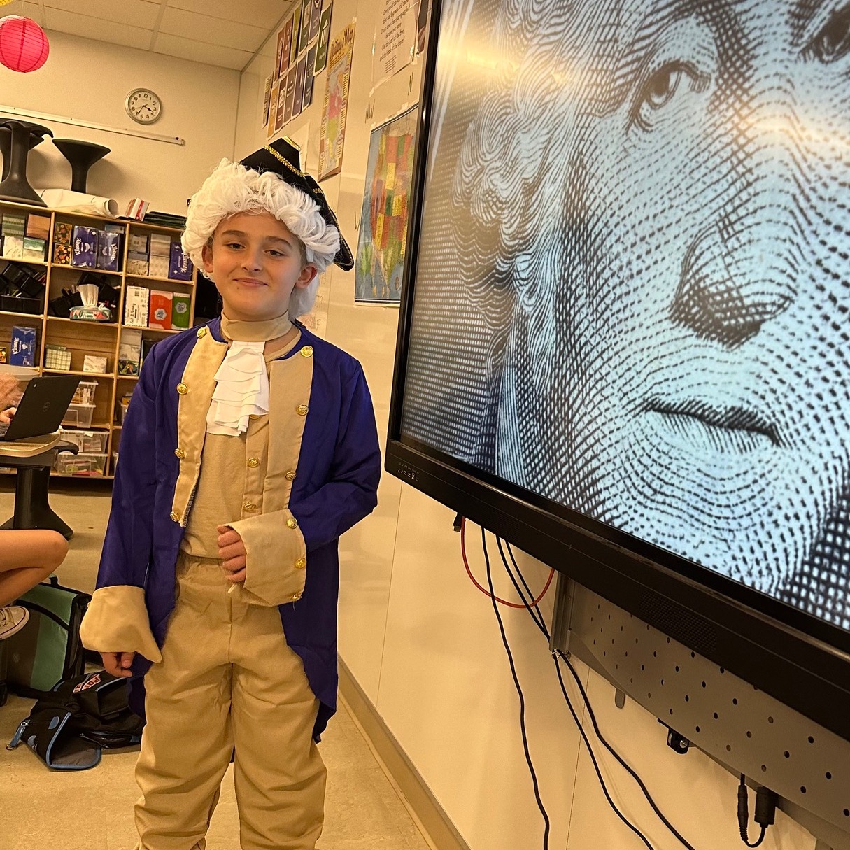 Student dressed as George Washington