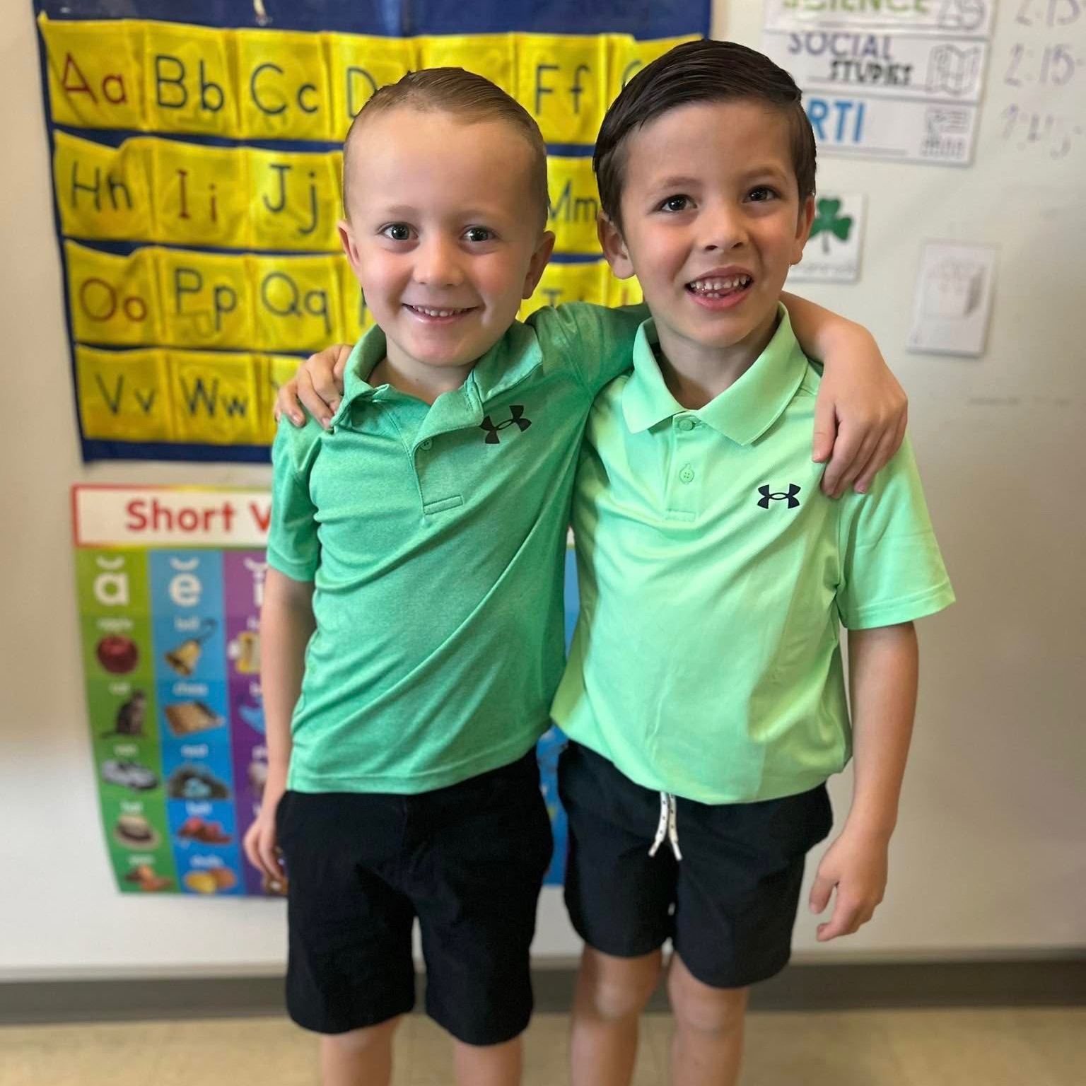 Two kids hugging