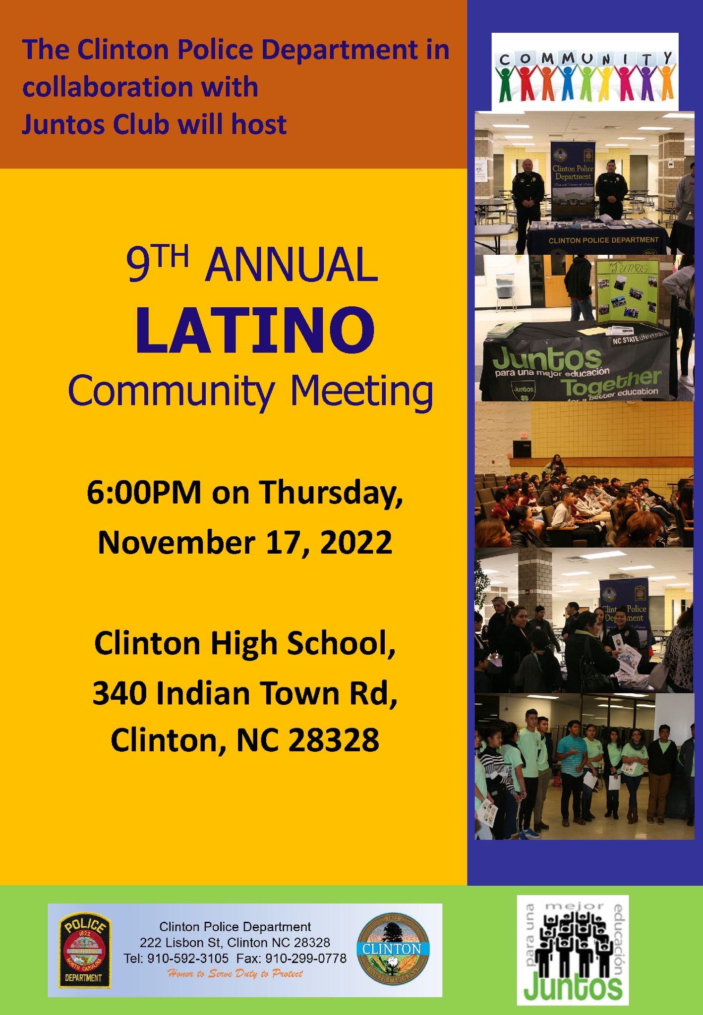 the 9th annual Latino community meeting 6:00 pm thursday Novemeber 17th 2022 