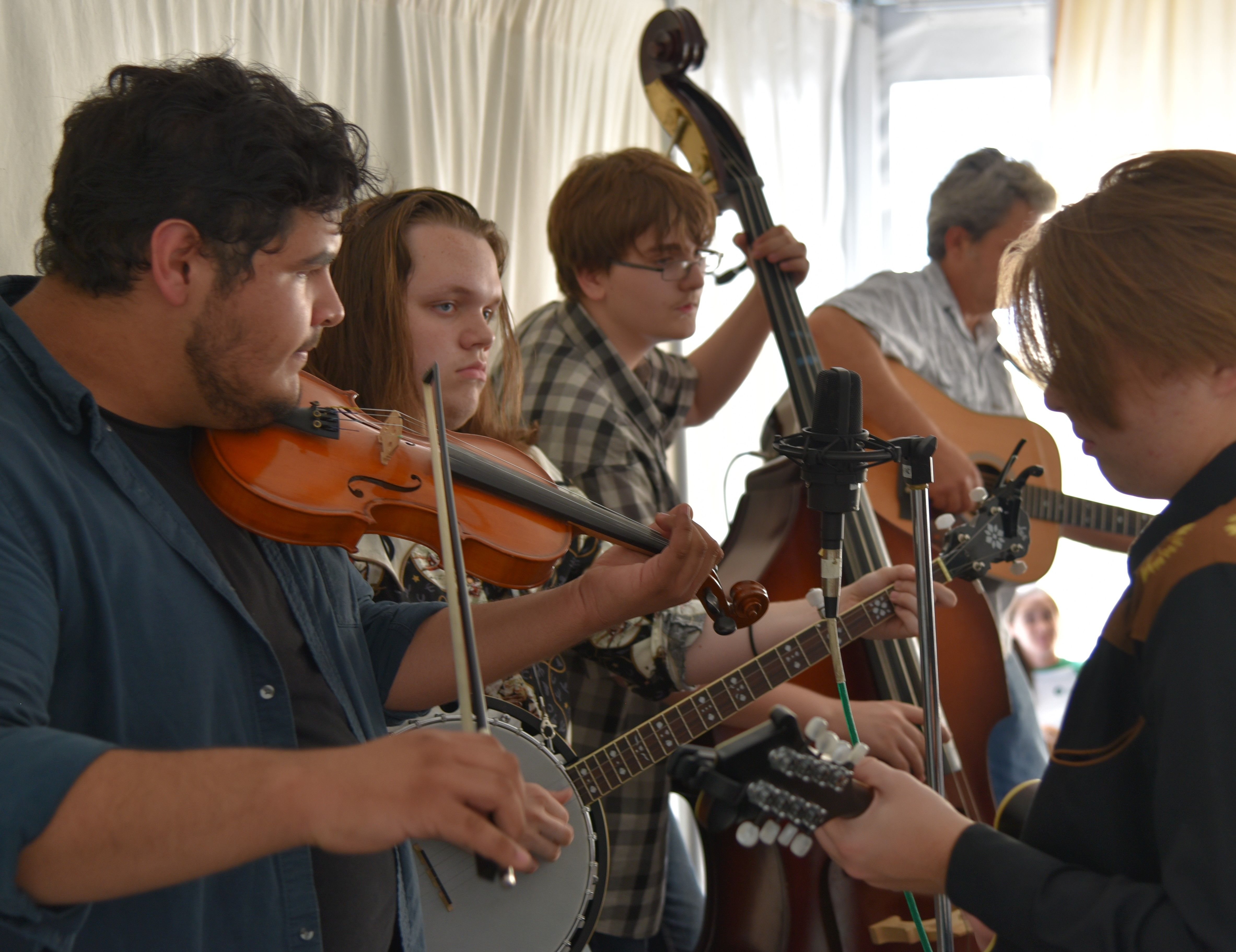 Students in bluegrass band