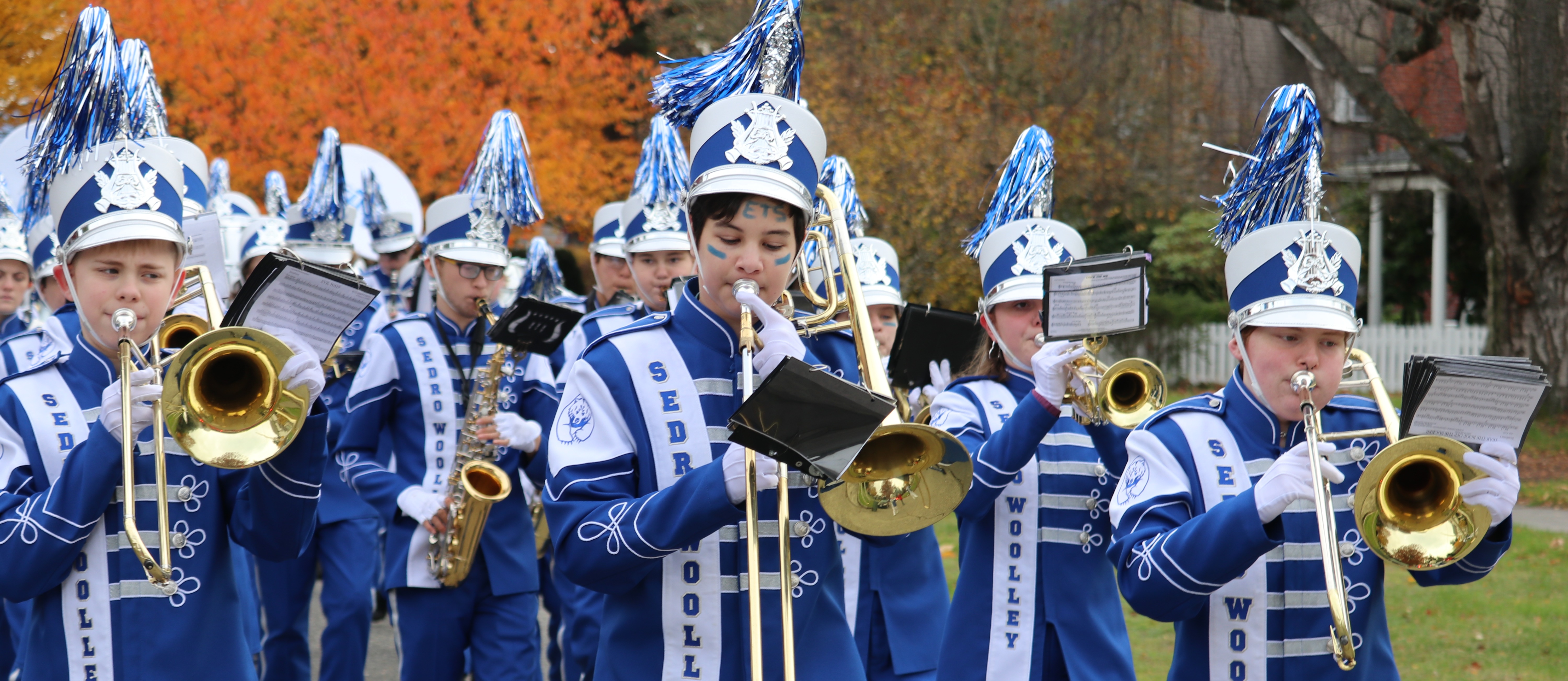 SWHS Marching Band performing in the annual Veterans Day Parade.