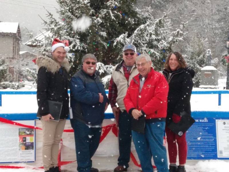 Hancock Holiday Ice Rink Opens in Hancock New York, Ribbon Cutting with Town Supervisor and Hancock Partners 501c3
