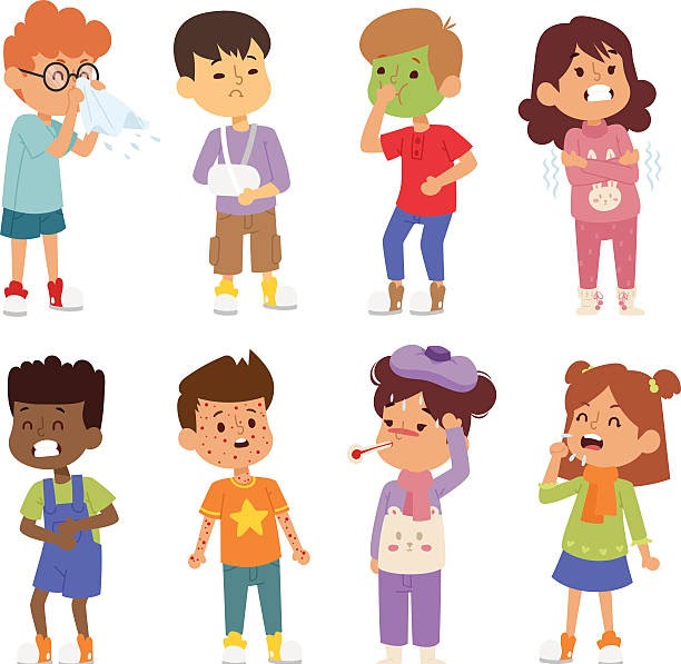 Illustration of kids with various illnesses and injuries