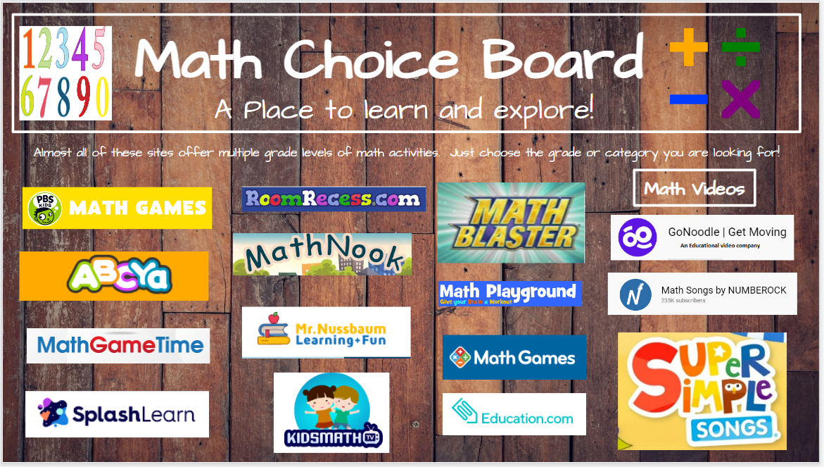 Math Choice Board