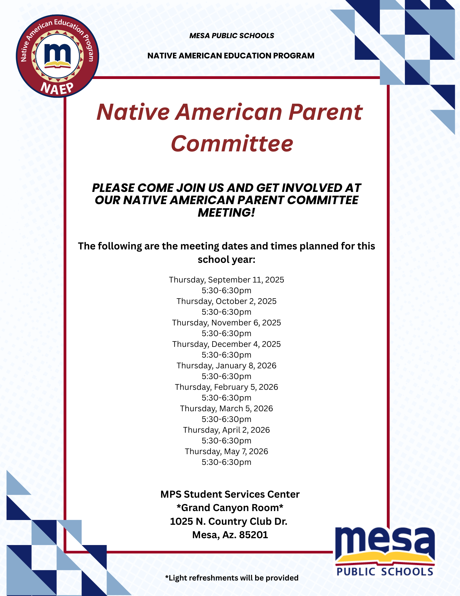Flier for NAPC Meetings