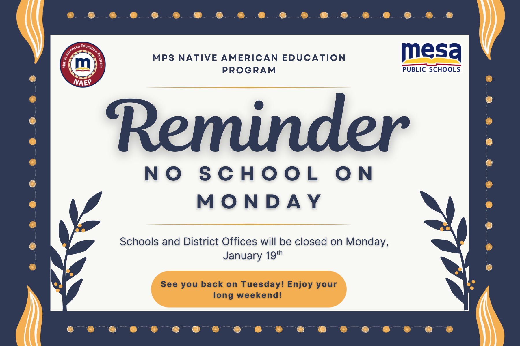 MLK No School Reminder