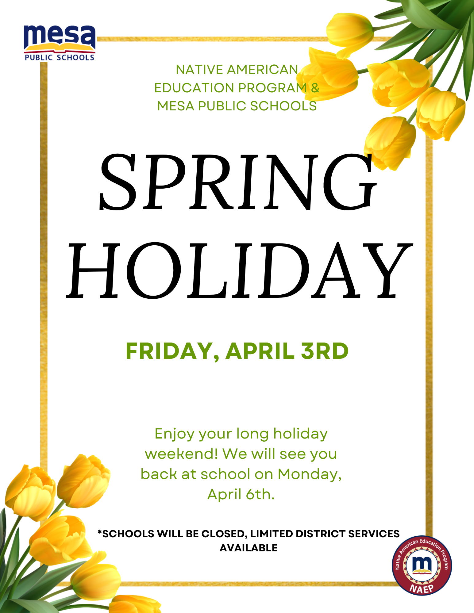 No School Spring Holiday