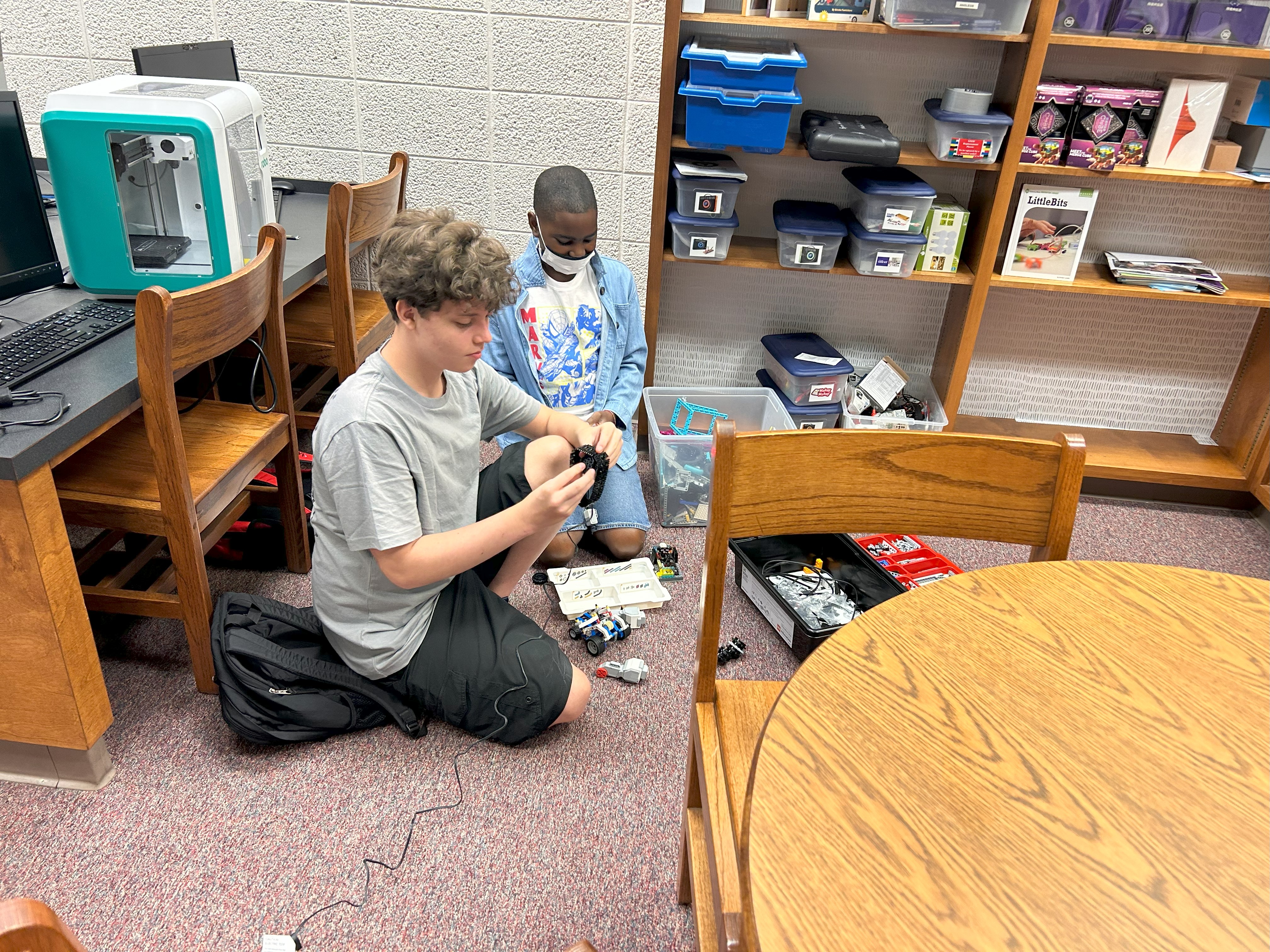 Students build with Legos in The Lab