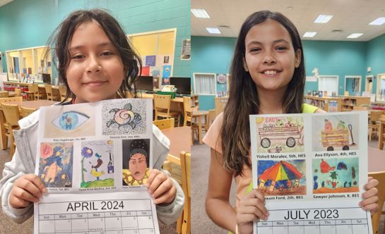 Congratulations to Tania Ortiz-Medina, 4th grade, and Ava Ellyson, 5th grade, for having their artwork featured in the 2023-2024 Peach County School District Calendar.