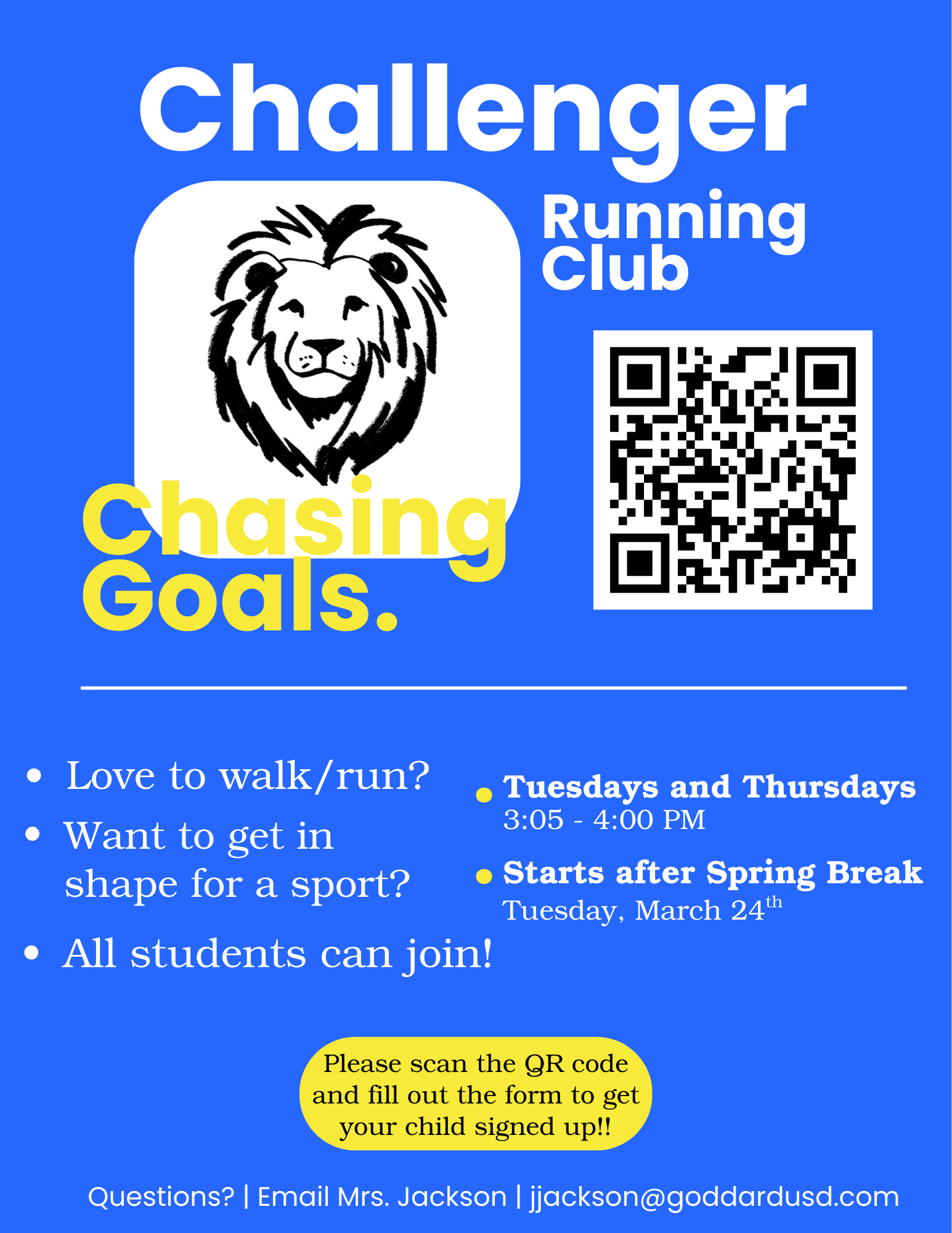 Challenger Running club flyer