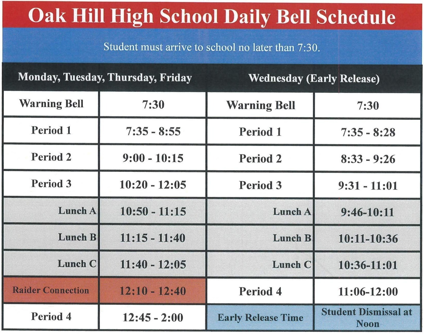 Bell Schedule