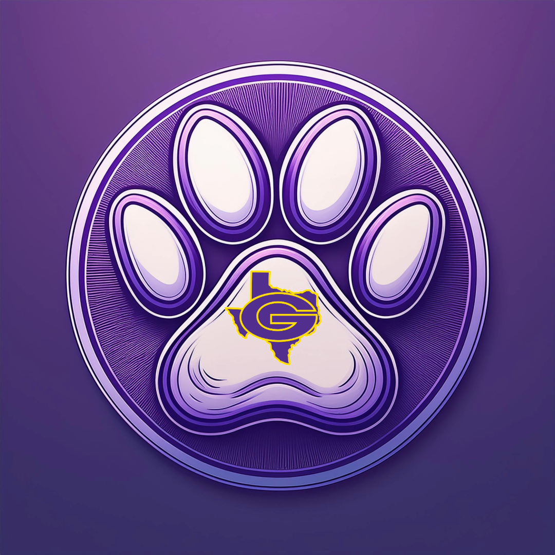 Granger Independent School District Logo with a large purple paw print