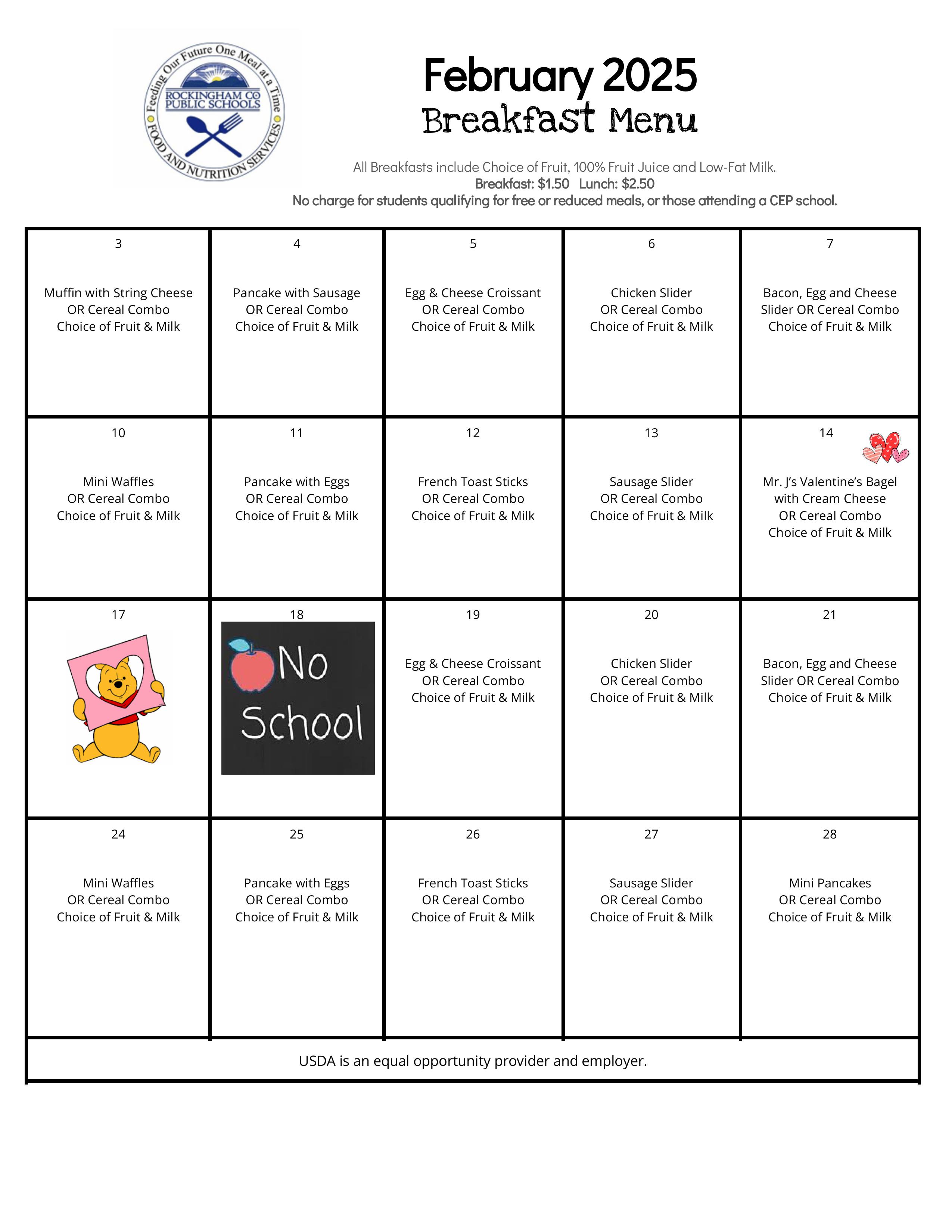 February breakfast menu