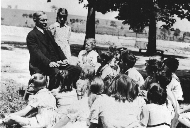 Mr. Myers reading with children from Rockingham County.