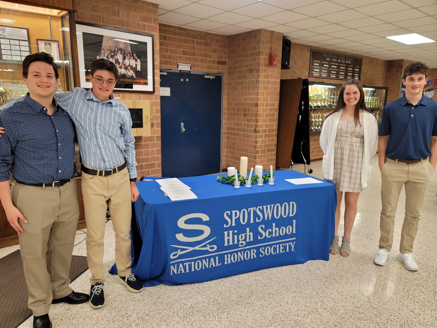 Students standing by National honor society table