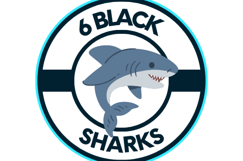 SHARK ON WHITE BACKGROUND - 6 BLACK