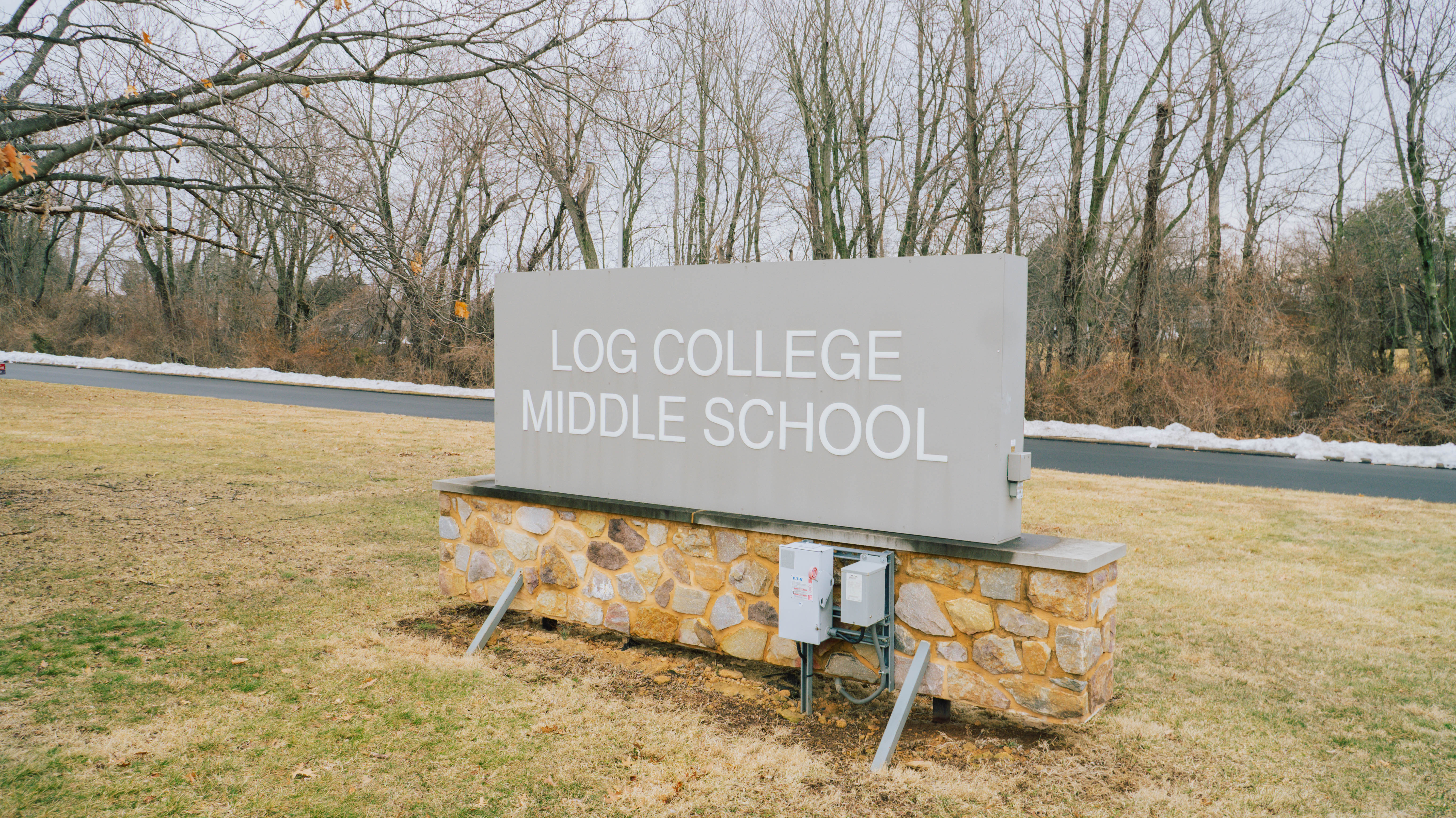 Log College Middle School sign