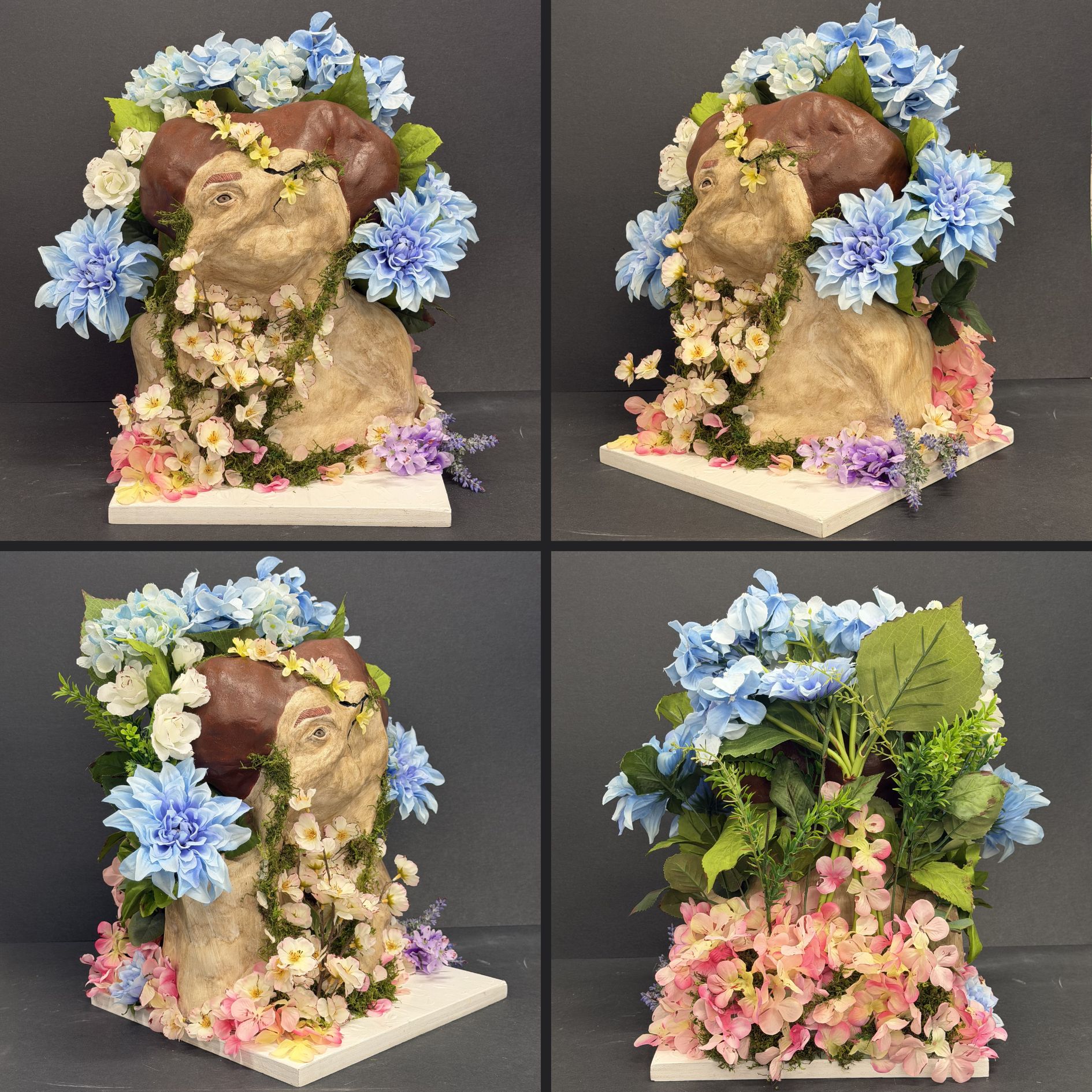 Clay sculpture with flowers