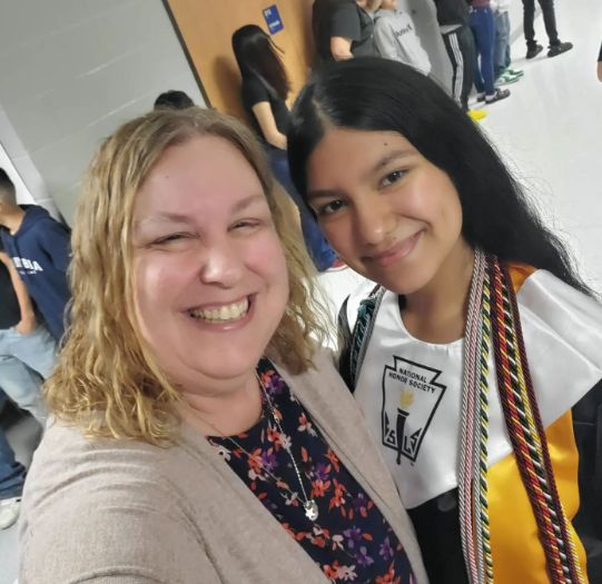 Ms. Hanzel and an AVID CHS 2023 graduate