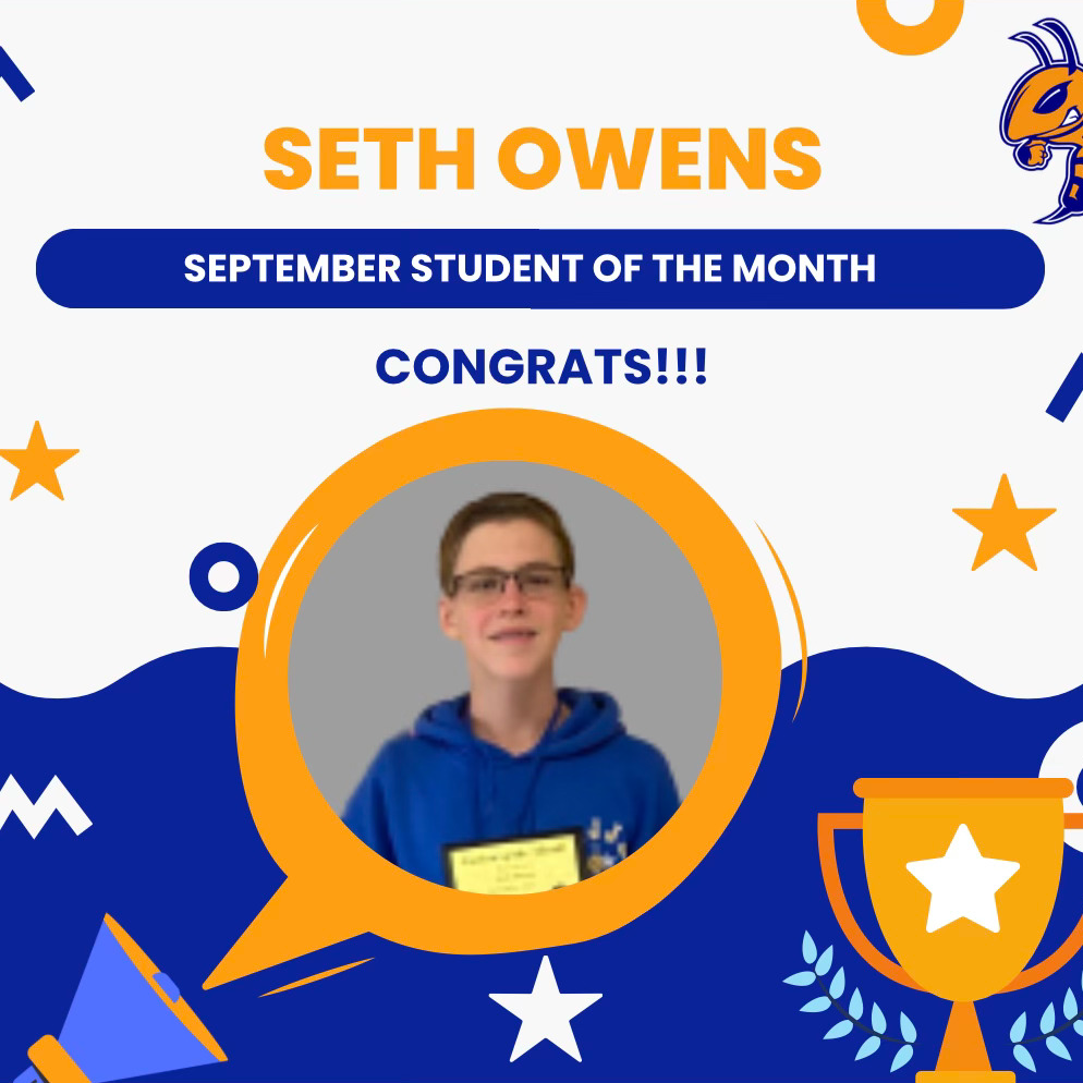 Seth Owens, September Student of the Month! 