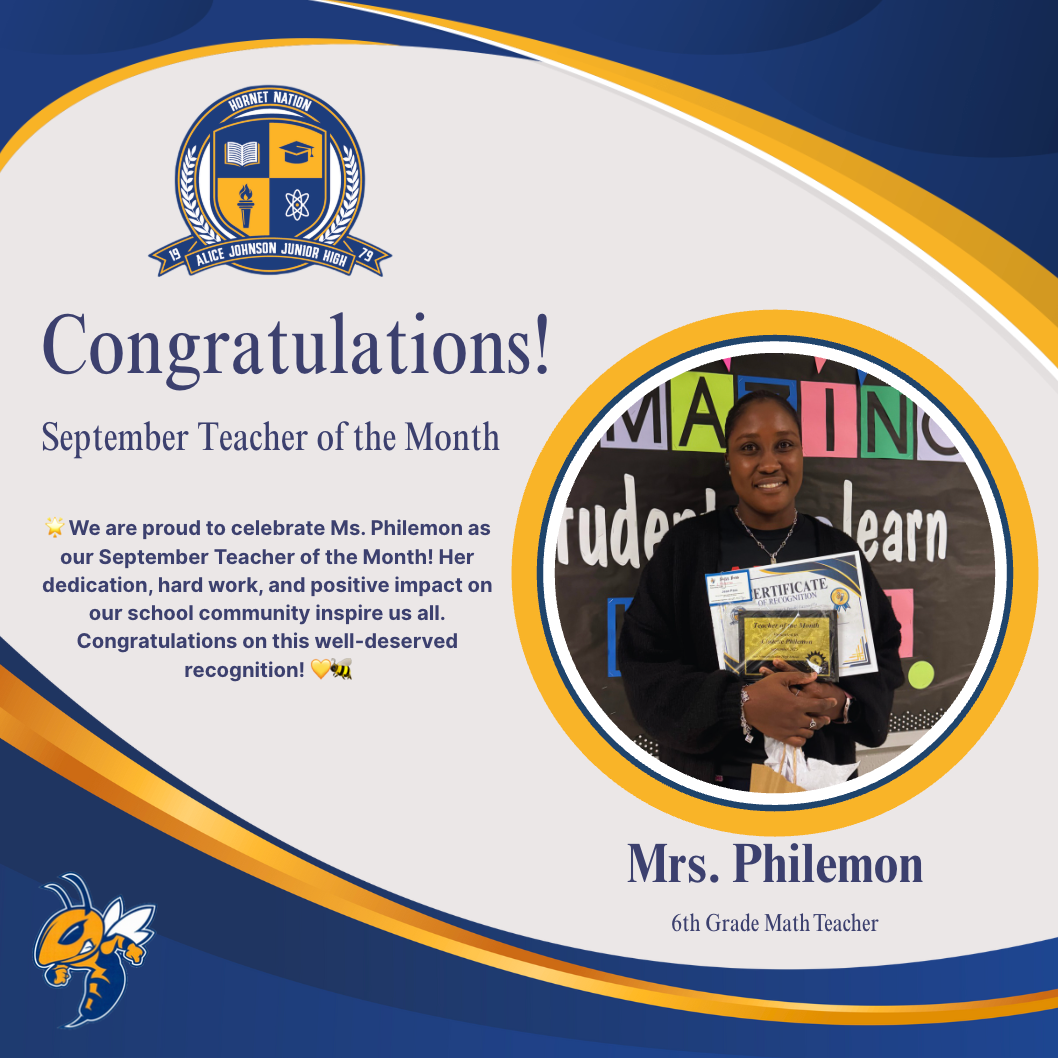 Mrs. Philemon, September Teacher of the Month