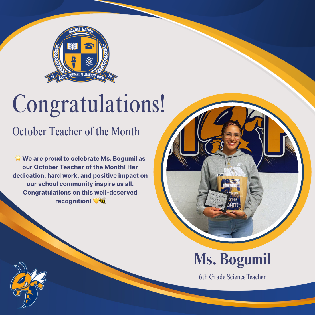 Bogumil, October Teacher of the Month