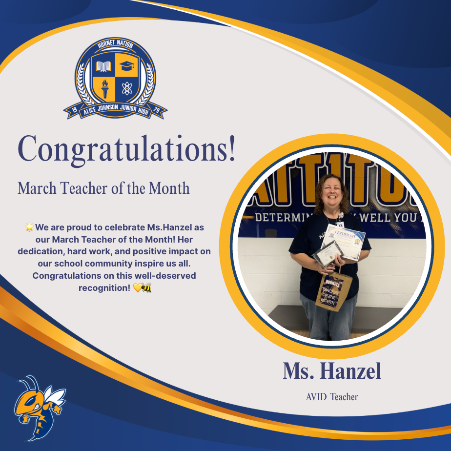 Hanzel- March Teacher of the Month