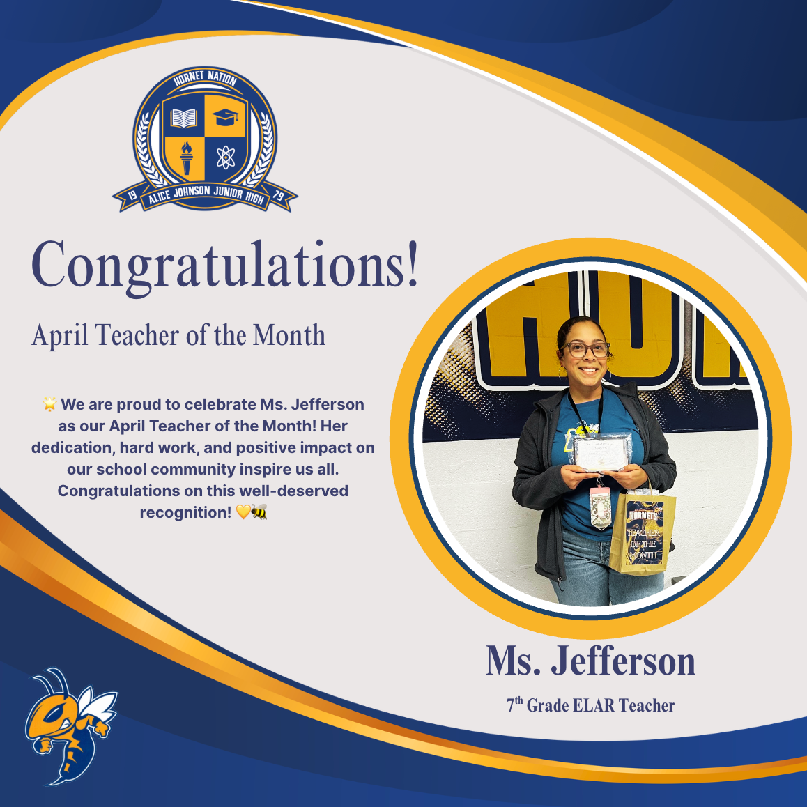 Jefferson, April Teacher of the Month
