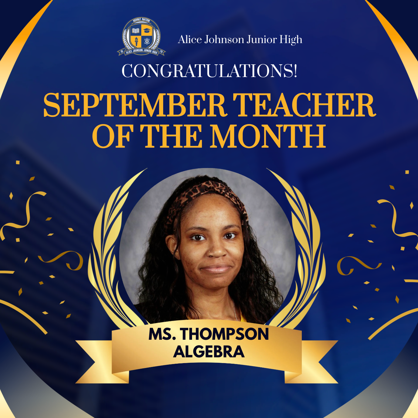 Sept. Teacher of the Month- Ms. Thompson