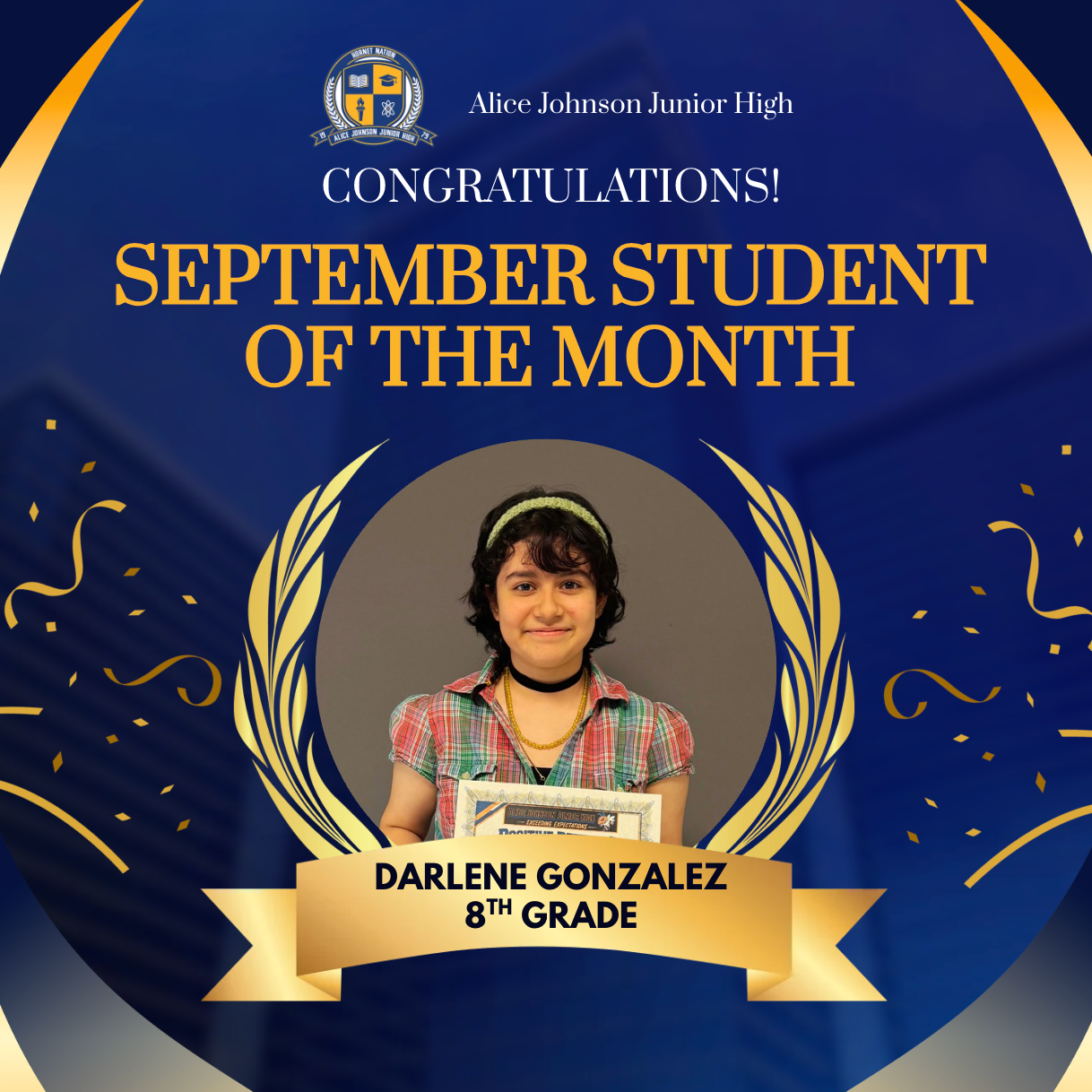 Sept. Student of the Month- Darlene Gonzalez