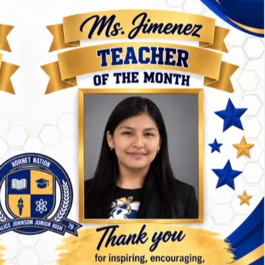 October Teacher of the Month-Ms. Jimenez 