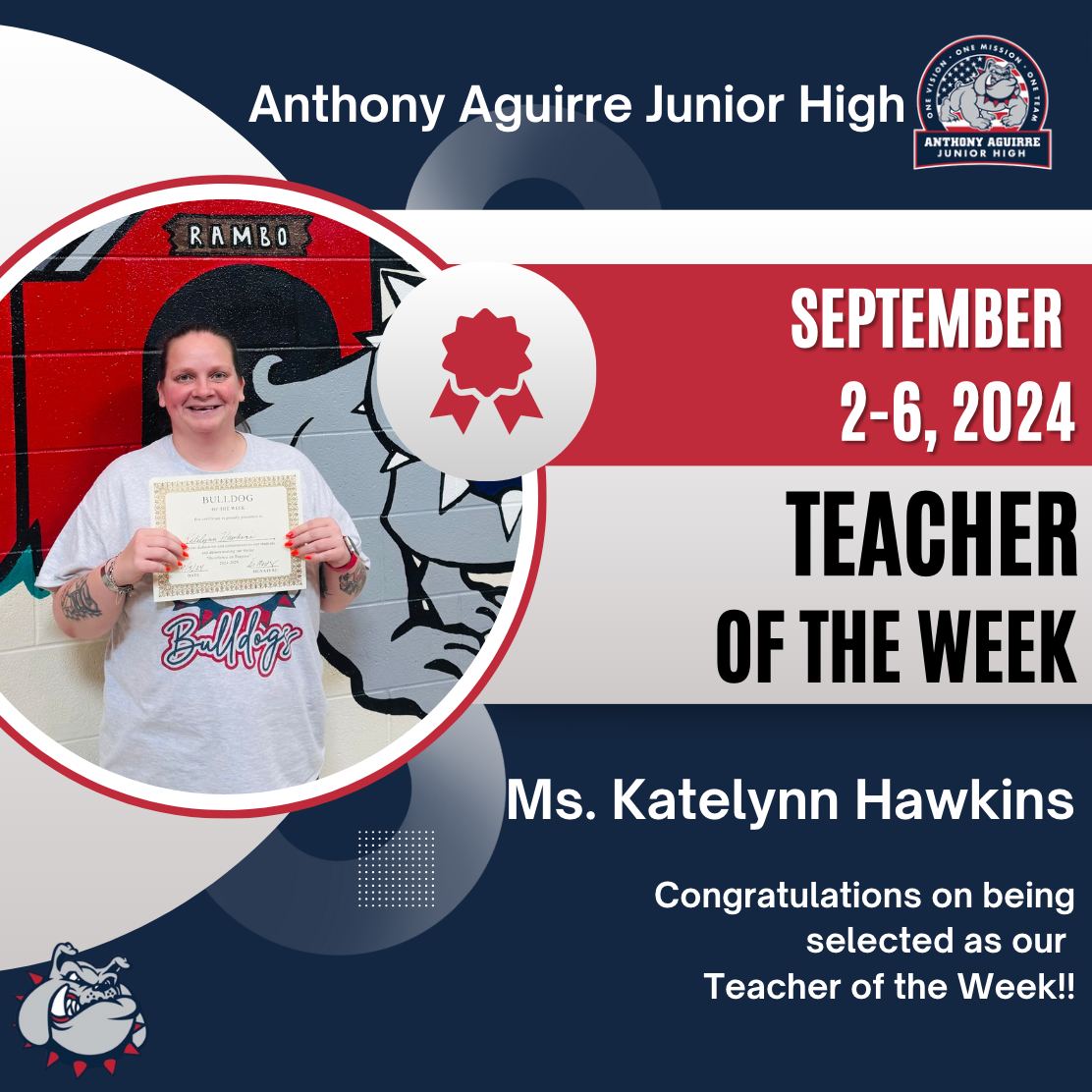 Teacher of the Week September 2-6, 2024