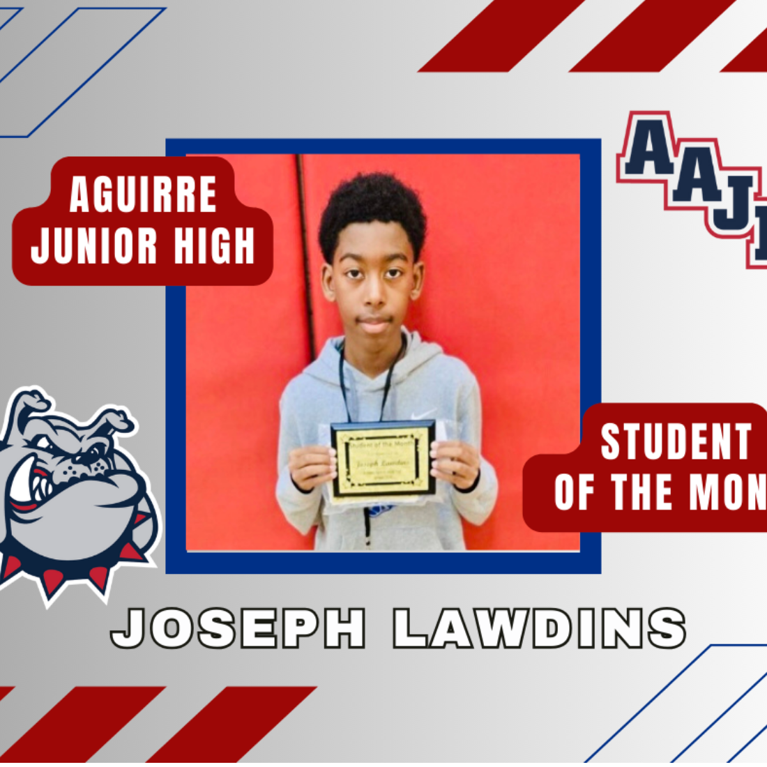 Joseph Lawdins, October Student of the Month