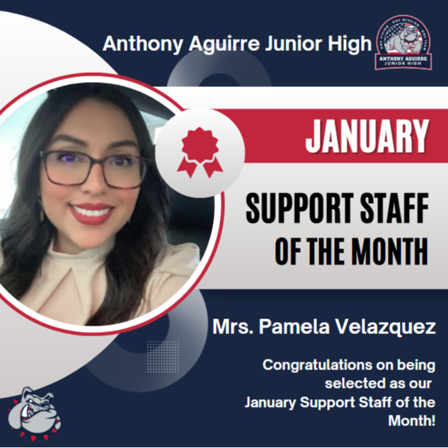 Mrs. Pamela Velazquez, January Support Staff of the Month