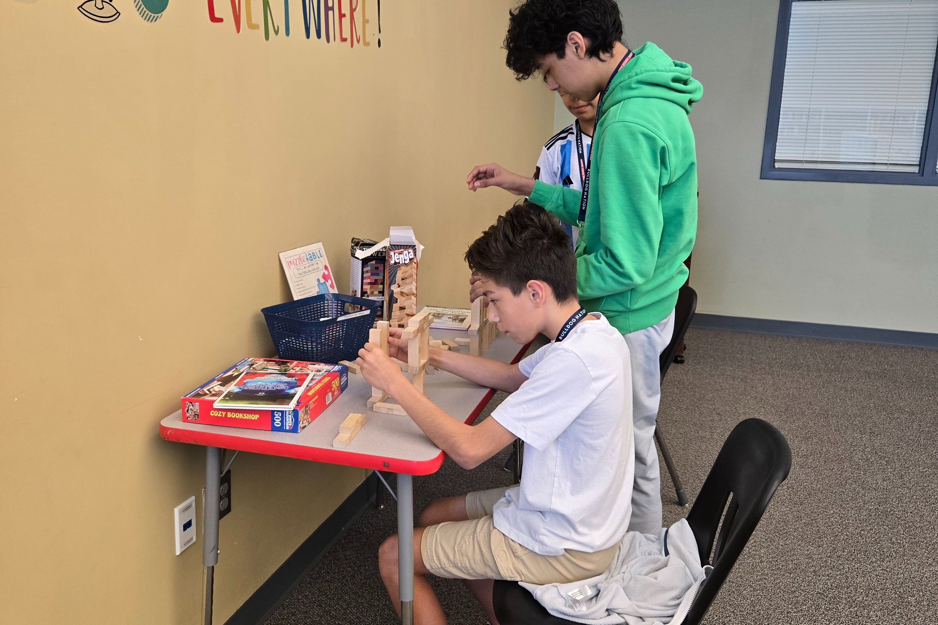 Jenga Time in the Library.