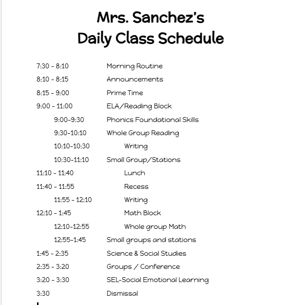 schedule