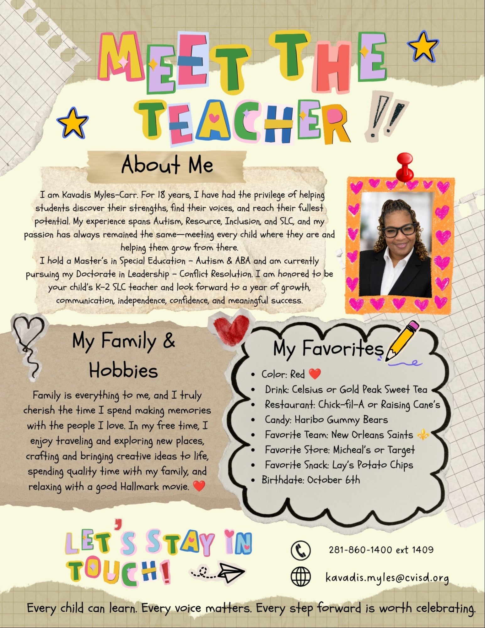 Myles about the Teacher information page