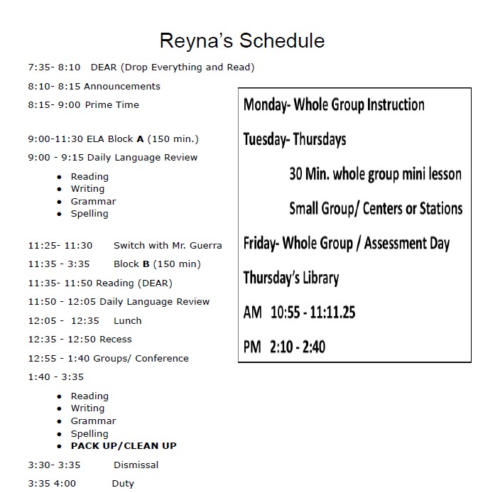 schedule