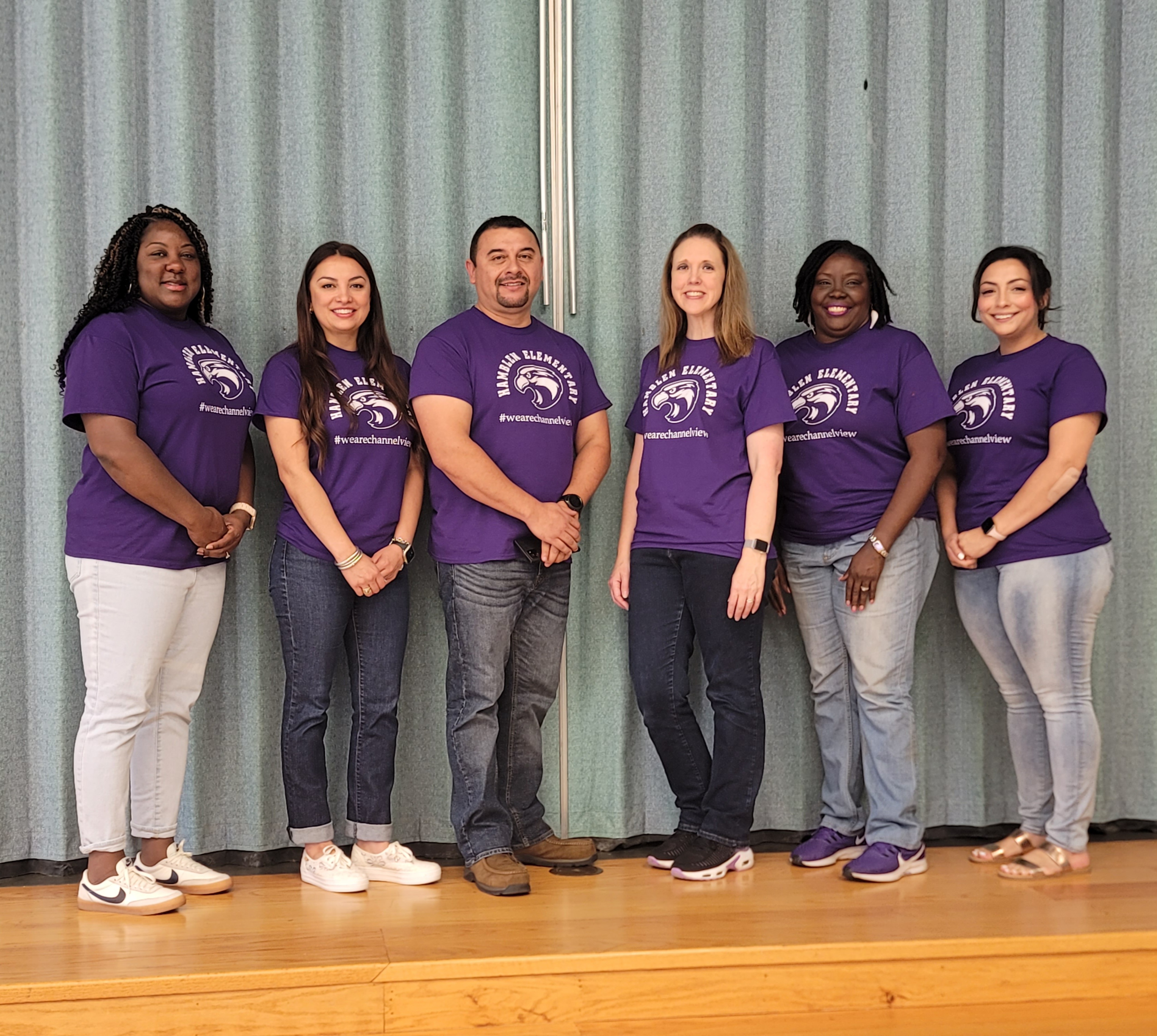 Our Administrative Team. Left to Right:  Ms. Thompson (counselor), Ms. Sanchez (Assistant Principal), Mr. Lopez (Principal), Ms. Logan (Assistant Principal), Ms. Baker (Counselor), Ms. Cabello (Instructional Liason)