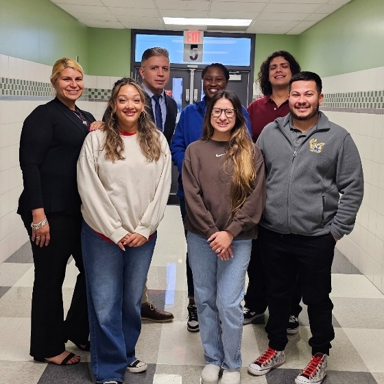 The 5th grade teachers from Hamblen Elementary stand together in the hallway