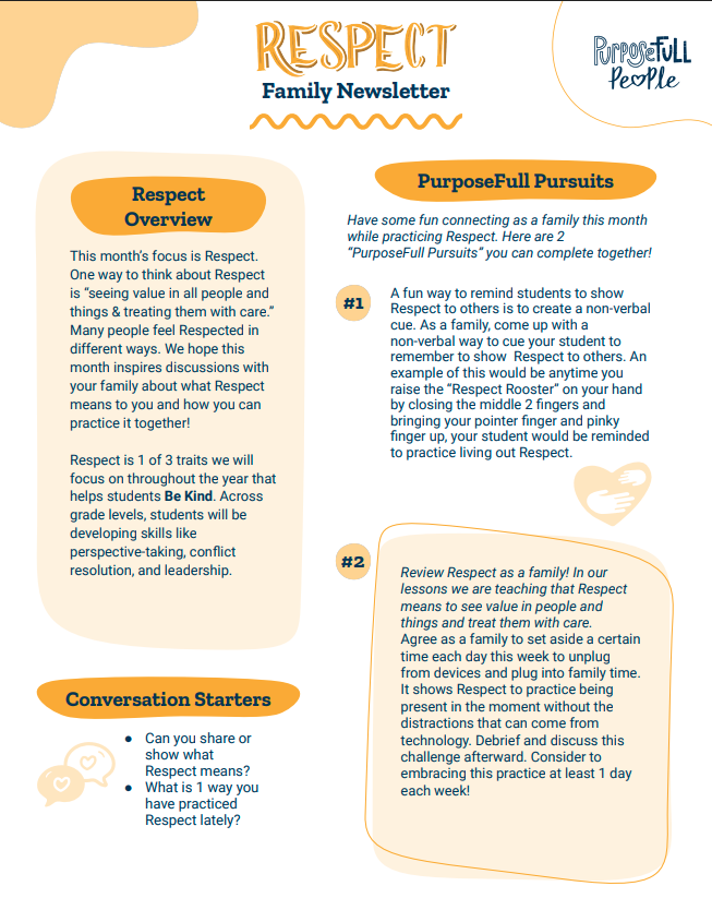 Respect September Character Trait English