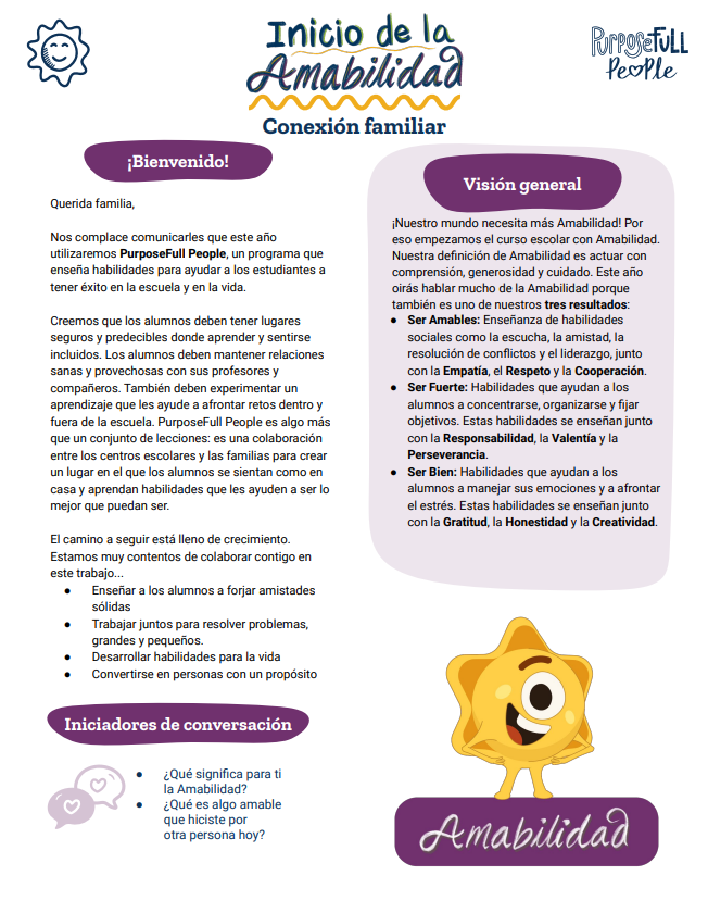 Kindness August Character Trait Spanish